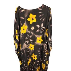 Mystic Aura Mumu dress beach cover-up One size Black with yellow flowers